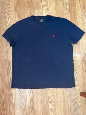 Polo by Ralph Lauren Navy sz L Crewneck T-Shirt with Red Pony